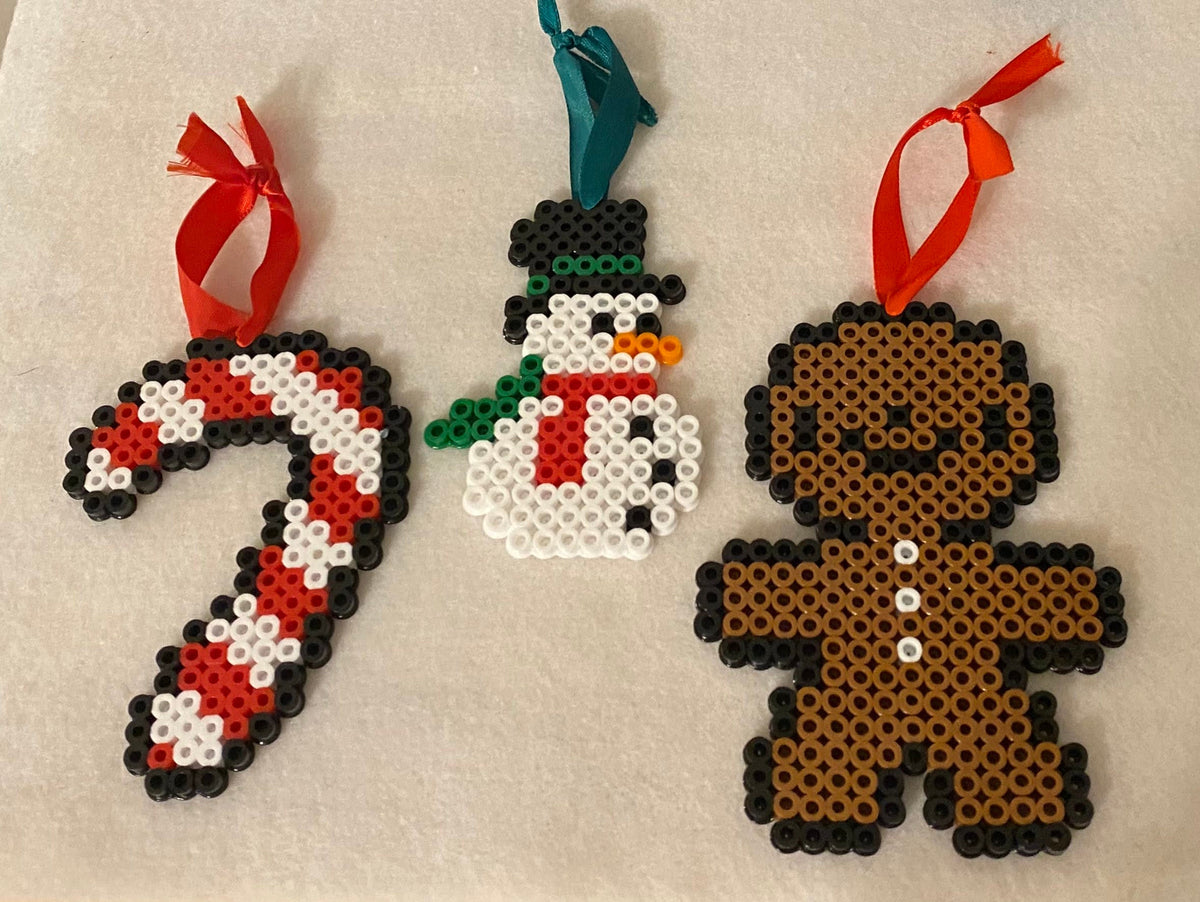 DIY Perler Bead Christmas Ornament Craft Kits, Kids Craft Santa, Link, –  GalaxyofPixels