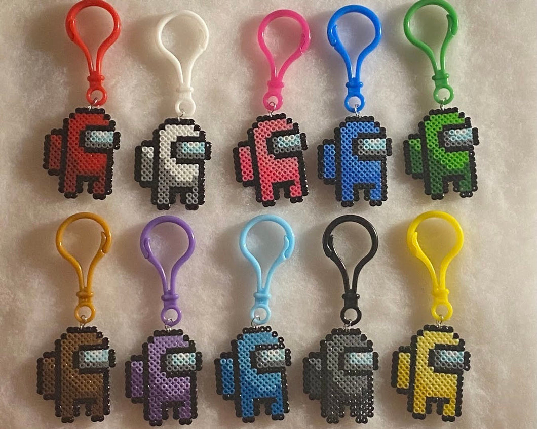 Gaming Backpack Clips, Bag Clips, Lobster Clasp, Perler Mini Bead, Magnet, Video Game Art