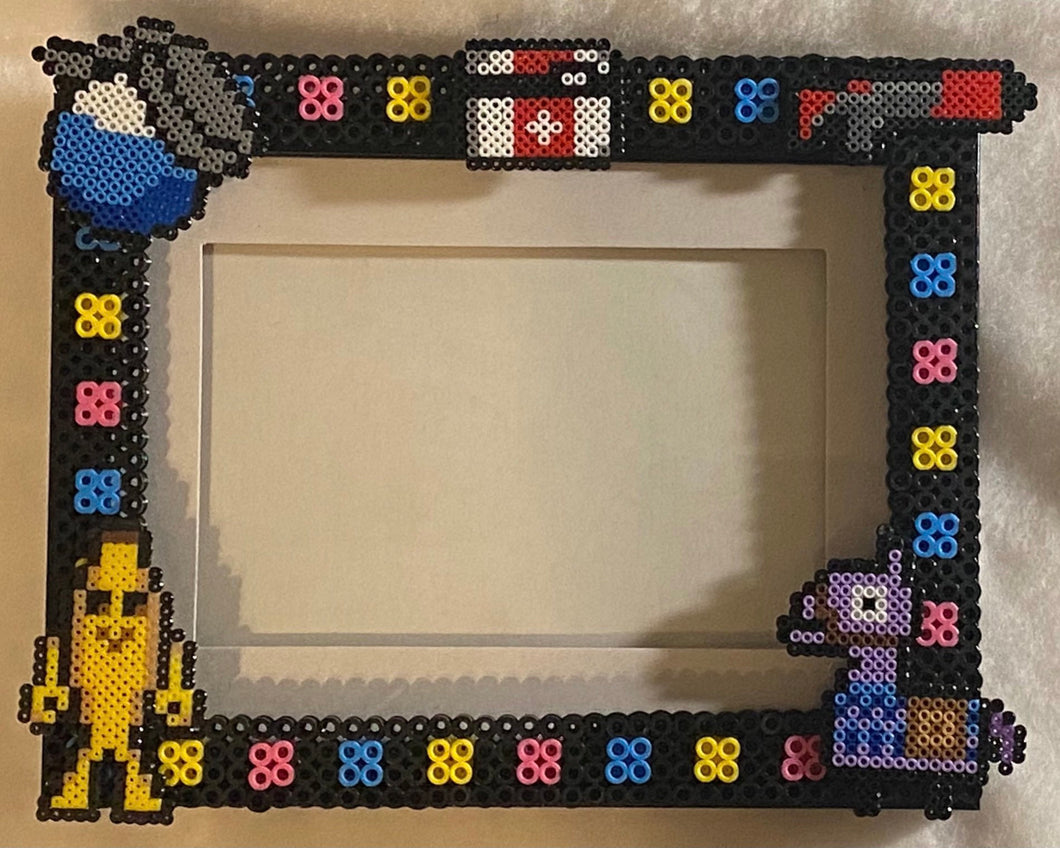Gaming Perler Glass Picture Frame - Fits 4x6 or 5x7 Photos- Choose Horizontal or Vertical, Inspired, Geeky, Video Game Art
