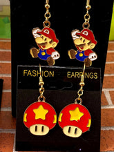 Load image into Gallery viewer, Paper Mario &amp; Luigi Enamel Charm Dangle Earrings
