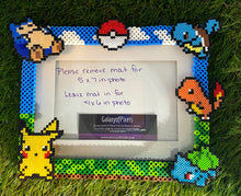 Load image into Gallery viewer, Personalized Pokemon Inspired Perler Glass Picture Frame - Fits 4x6 or 5x7 Photos- Choose Horizontal or Vertical. Couples, Family
