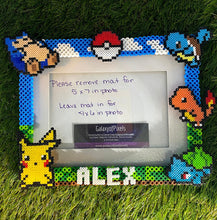 Load image into Gallery viewer, Personalized Pokemon Inspired Perler Glass Picture Frame - Fits 4x6 or 5x7 Photos- Choose Horizontal or Vertical. Couples, Family
