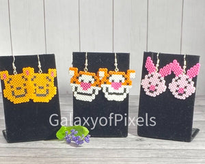 Piglet, Pooh, & Tigger Inspired Dangle MIni Perler/ Artkal Bead Earrings