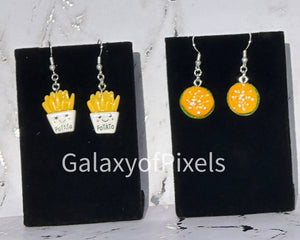 Food Hamburger & Fries Dangle Earrings