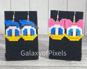 Donald & Daisy Duck Disney Inspired Dangle MIni Bead Earrings/ Jewelry - Gift for Her