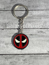 Load image into Gallery viewer, Deadpool inspired Enamel Charm Keychains, gift for him, superhero
