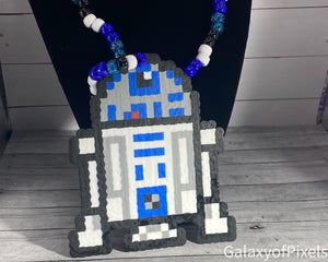 R2 Kandi Perler Necklace, Perler Jewelry, Artkal, Star Wars, Inspired, Disney Kandi