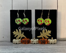 Load image into Gallery viewer, Poisoned Apples Halloween Enamel Charm Dangle Earrings
