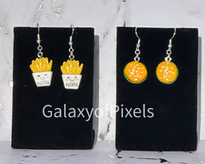 Food Hamburger & Fries Dangle Earrings