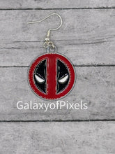 Load image into Gallery viewer, Deadpool Logo Enamel Charm Dangle Earrings
