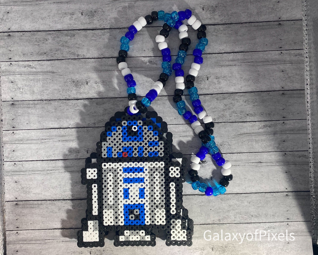 R2 Kandi Perler Necklace, Perler Jewelry, Artkal, Star Wars, Inspired, Disney Kandi