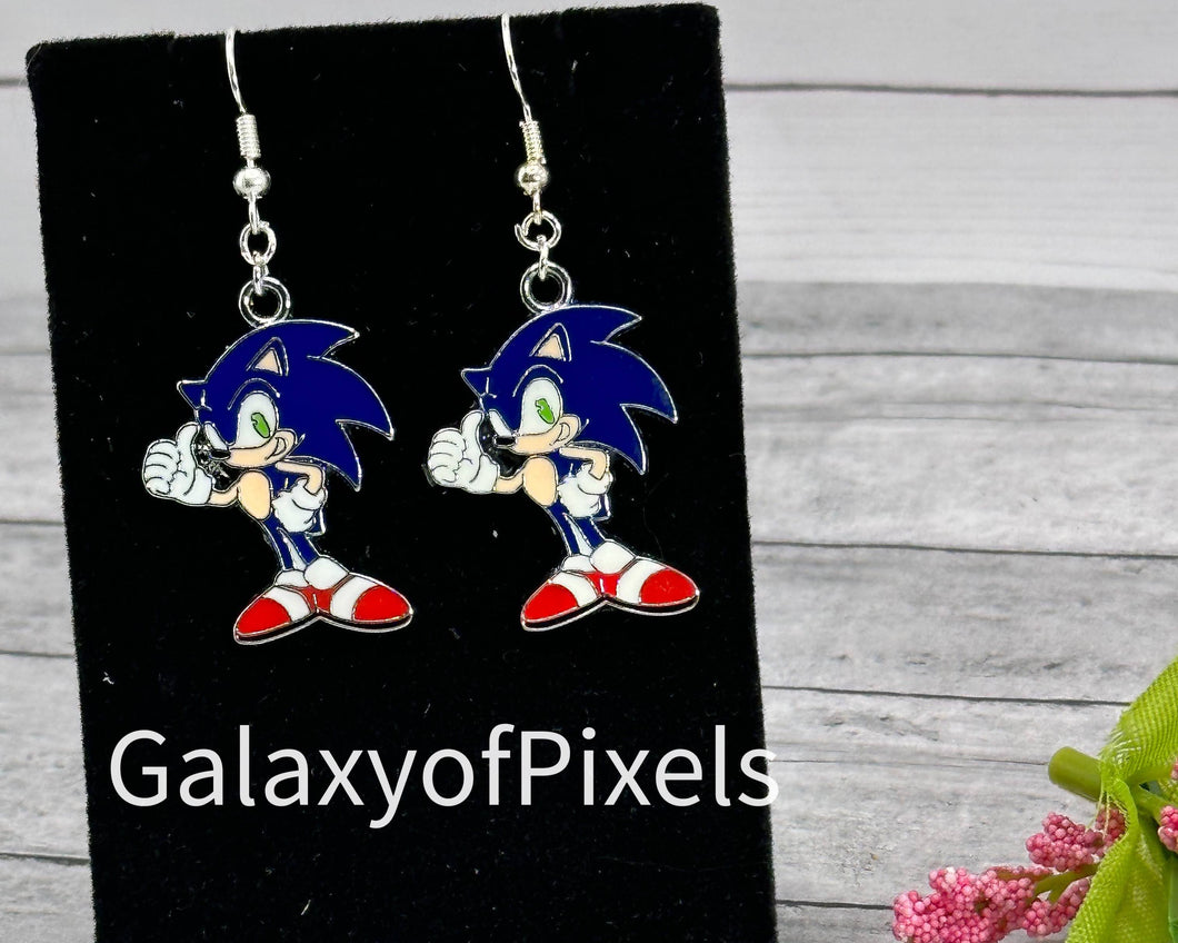 Famous Sonic the Hedgehog Enamel Charm Dangle Earrings