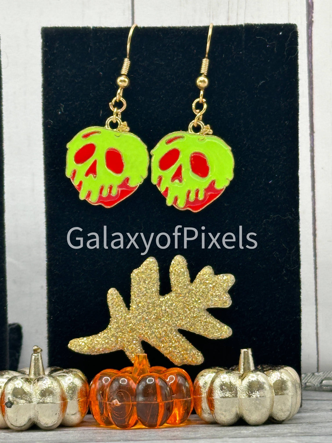 Poisoned Apples Halloween Enamel Charm Dangle Earrings