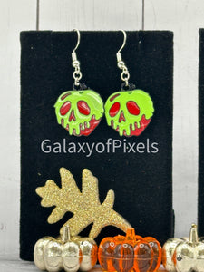 Poisoned Apples Halloween Enamel Charm Dangle Earrings