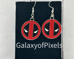 Deadpool Logo Enamel Charm Dangle Earrings