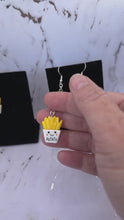 Load and play video in Gallery viewer, Food Hamburger &amp; Fries Dangle Earrings
