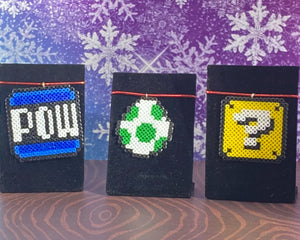 Mario Inspired Christmas Ornaments- Perler, Artkal Mini Beads- Video Game Tree