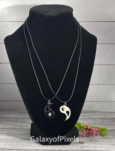 Tai Chi, Yin Yang Necklaces, Best Friend Gift, Couple Gift, Braided Cord Enamel Charms