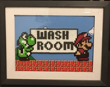Load image into Gallery viewer, Mario &amp; Yoshi Wash Room- Framed Mini Perler Beads- Perfect for Kids Room, Bathroom or Classroom Decor
