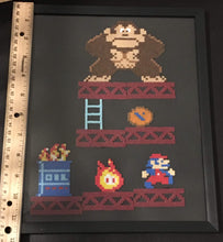 Load image into Gallery viewer, Framed Donkey Kong 1981- Mini Perler Beads- Perfect for Kids Room or Game Room Decor
