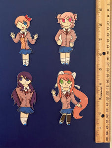 Handmade Doki Doki Literature Club Stickers featuring Monika, Natsuki, Sayori, Yuri!  Original!