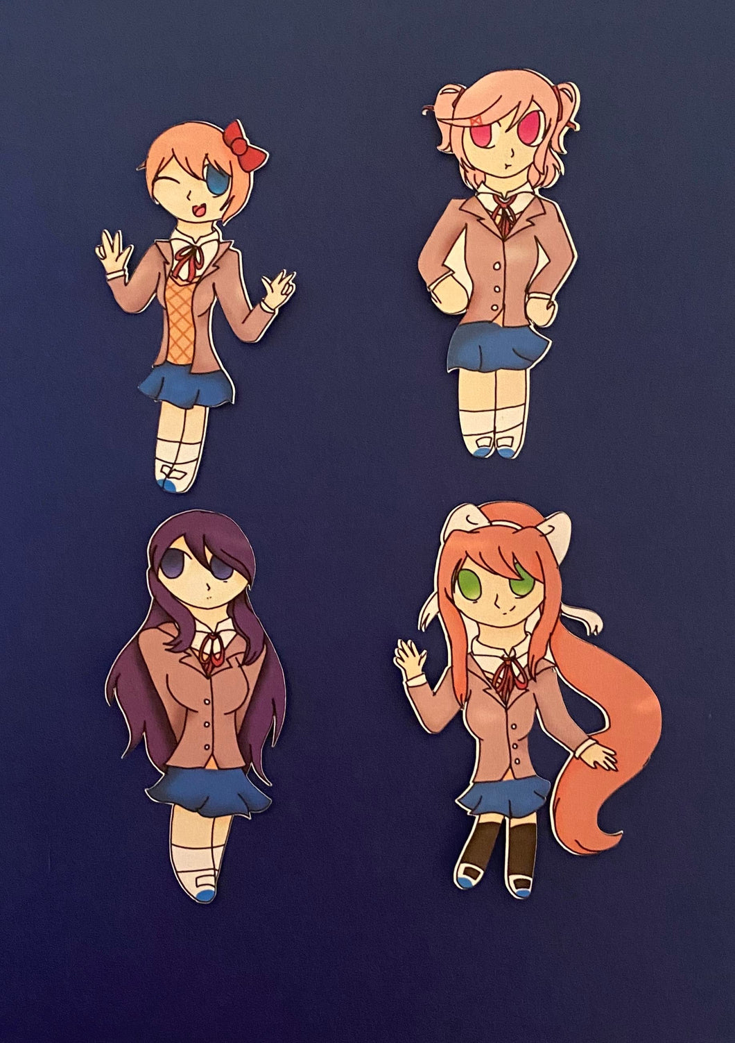 Handmade Doki Doki Literature Club Stickers featuring Monika, Natsuki, Sayori, Yuri!  Original!