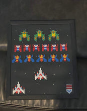 Load image into Gallery viewer, Framed Galaga Pixel Art- Perfect for Father&#39;s Day, Anniversary, Game Room, Wall Decor, &amp; More
