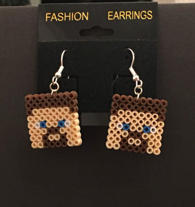 Minecraft Inspired Steve & Creeper Mini Perler/Artkal Bead Dangle Earrings