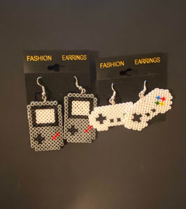 Gameboy & Controller Inspired Mini Perler/Artkal Bead Dangle Earrings