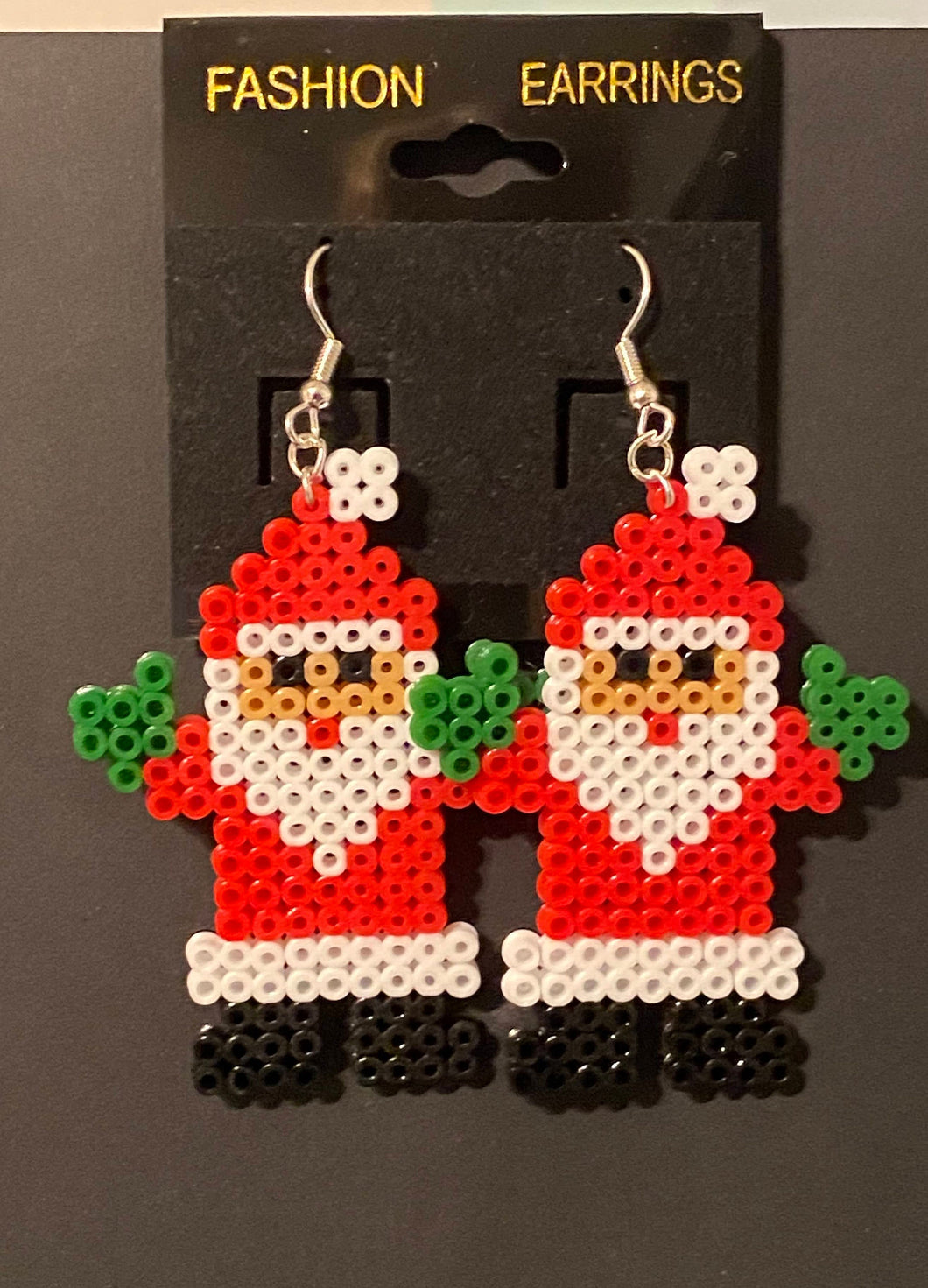 Winter Snowman & Santa Claus Mini Perler/Artkal Bead Dangle Earrings