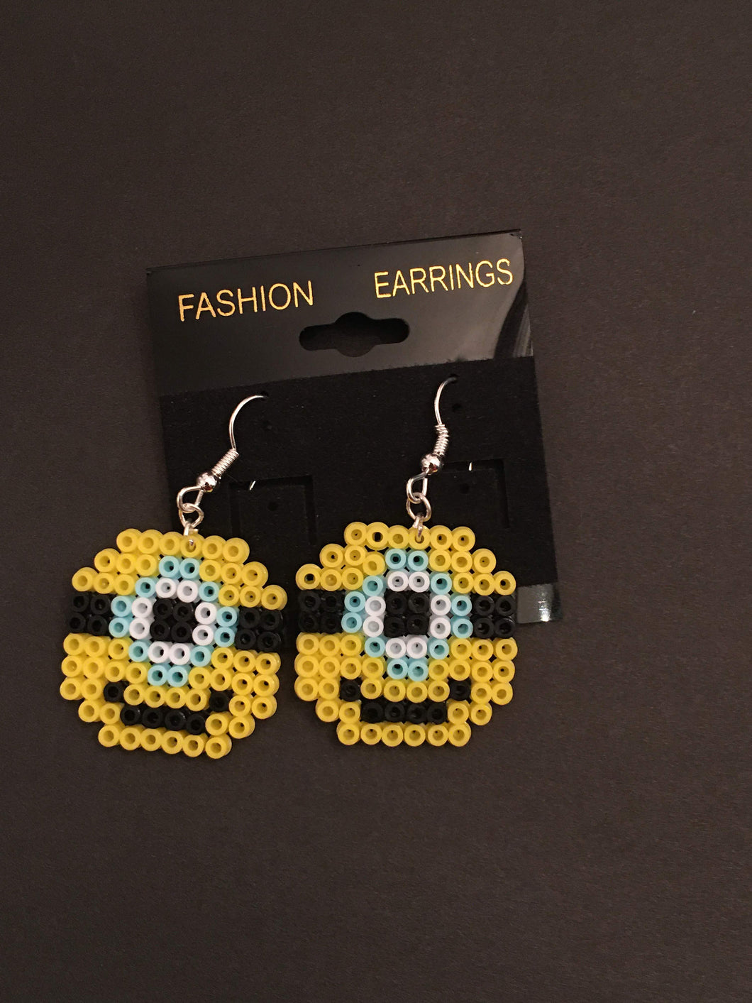 Minion Inspired Mini Perler/Artkal Bead Dangle Earrings