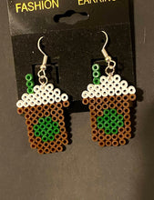 Load image into Gallery viewer, Starbucks Inspired Coffee Mini Perler/Artkal Bead Dangle Earrings
