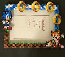 Load image into Gallery viewer, Sonic and Tails Inspired Perler Artkal Glass Picture Frame - Fits 4x6 or 5x7 Photos- Choose Horizontal or Vertical

