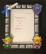 Load image into Gallery viewer, Legend of Zelda Inspired Perler Glass Picture Frame - Fits 4x6 or 5x7 Photos- Choose Horizontal or Vertical
