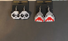 Load image into Gallery viewer, Jaws Inspired Sharks and Panda Mini Perler or Artkal Bead Dangle Earrings
