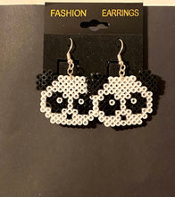 Load image into Gallery viewer, Jaws Inspired Sharks and Panda Mini Perler or Artkal Bead Dangle Earrings

