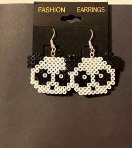 Jaws Inspired Sharks and Panda Mini Perler or Artkal Bead Dangle Earrings