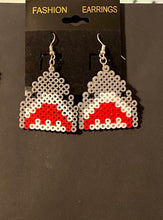 Load image into Gallery viewer, Jaws Inspired Sharks and Panda Mini Perler or Artkal Bead Dangle Earrings

