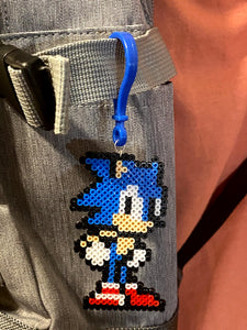 Sonic,Tails, Knuckles & Super Sonic Clips or Magnets, Perler, Perfect for Backpacks, Lockers, Party Favors, Purses, Bags, Back to School