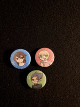 Load image into Gallery viewer, Zola Project Vocaloid inspired Digitally Designed Handmade Pins/Pinbacks, Kyo, Yuu, Wll
