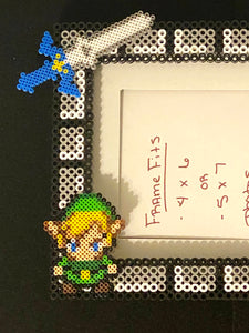 Legend of Zelda Inspired Perler Glass Picture Frame - Fits 4x6 or 5x7 Photos- Choose Horizontal or Vertical