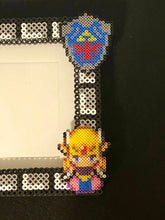 Load image into Gallery viewer, Link and Zelda Inspired Perler Artkal Glass Picture Frame - Fits 4x6 or 5x7 Photos- Choose Horizontal or Vertical, Unique geeky family frame
