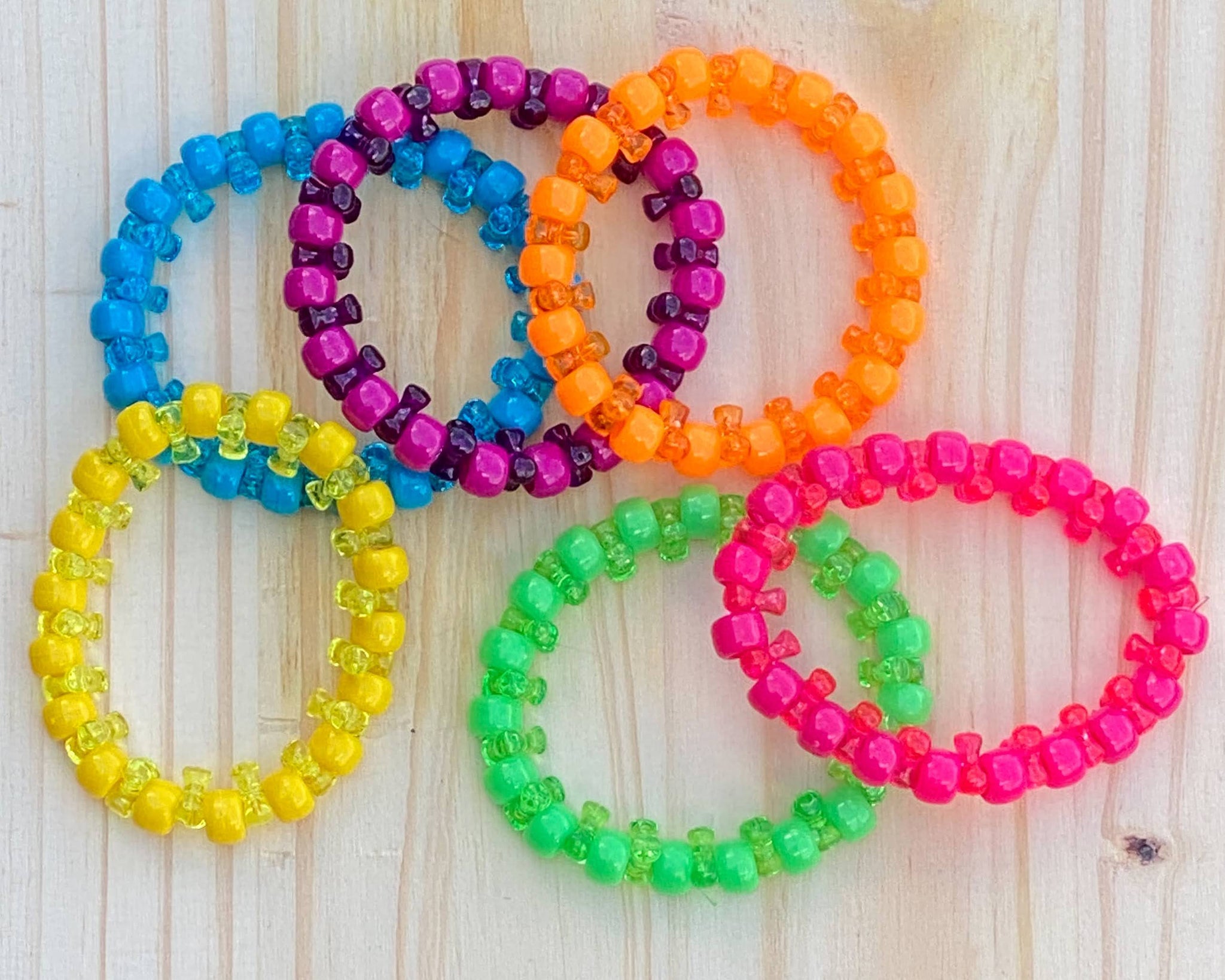 6 Sparkle Rainbow Kandi Bracelets, Perler Jewelry, Artkal, Party Favor –  GalaxyofPixels