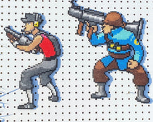 Load image into Gallery viewer, Scout and Soldier Inspired TF2 Perler Bead Sprites, - Wall Hangings, Magnets, Game Room, Perler Bead Art, PC Gaming, Video Games, Gamer Gift

