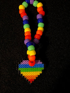 Rainbow Heart Kandi Bracelets with Matching Earrings, Perler Jewelry Artkal