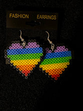 Load image into Gallery viewer, Rainbow Heart Kandi Bracelets with Matching Earrings, Perler Jewelry Artkal
