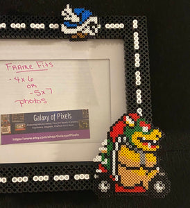 Mario Kart Perler Glass Picture Frame - Fits 4x6 or 5x7 Photos- Choose Horizontal or Vertical, Inspired, Geeky, Video Game Art
