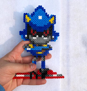 Metal Sonic Inspired Beaded Sprites- Wall Hangings, Kids Bedroom, Game Room, Video Game Art, Perler Art, Pixel Sprite