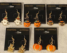 Load image into Gallery viewer, Spooky Fun Halloween Charm Earrings- Pumpkins, Ghosts, Cats &amp; More

