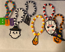 Load image into Gallery viewer, 6 Halloween Mini Perler Kandi Bracelets, Halloween Party Favors, Rave, Festival Wear
